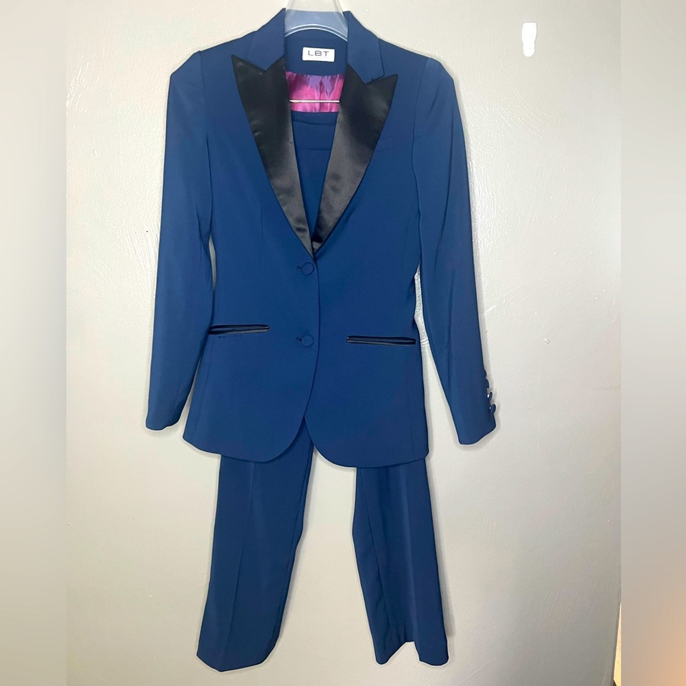 Little Black Tux - Royal Navy & Black Satin tuxedo for women